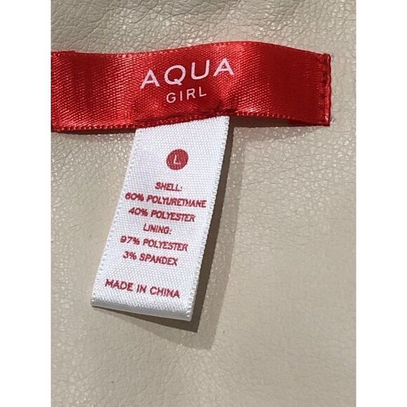 Aqua Girl Autumn Pu Faux Leather Motorcycle Zipper Jacket Girl's Size L - Picture 2 of 7